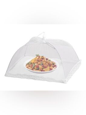 18in White Mesh Food Cover Dome - Protective Tabletop Net - New